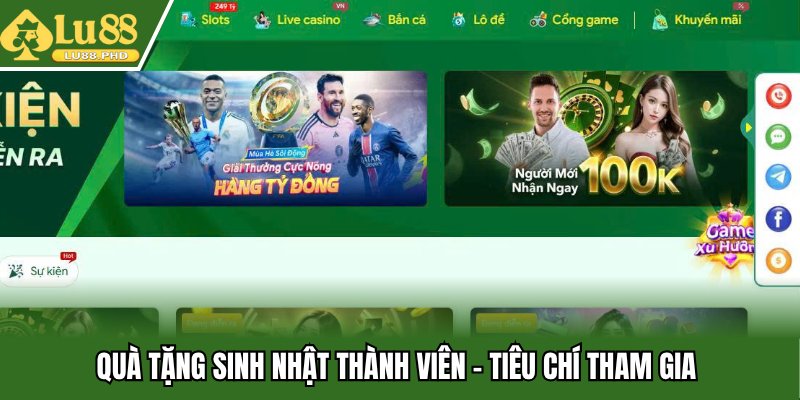 Quà tặng sinh nhật thành viên - Tiêu chí tham gia